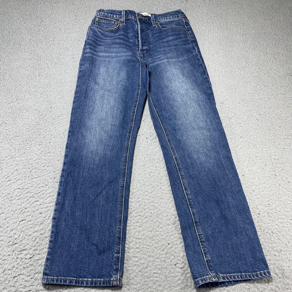 Denim Forum The Arlo‎ High Rise Straight Jeans Womens 27 Blue Medium Wash 27x27